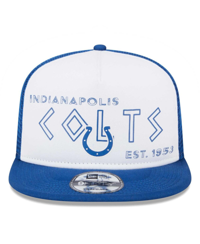 Shop New Era Men's  White, Royal Indianapolis Colts Banger 9fifty Trucker Snapback Hat In White,royal
