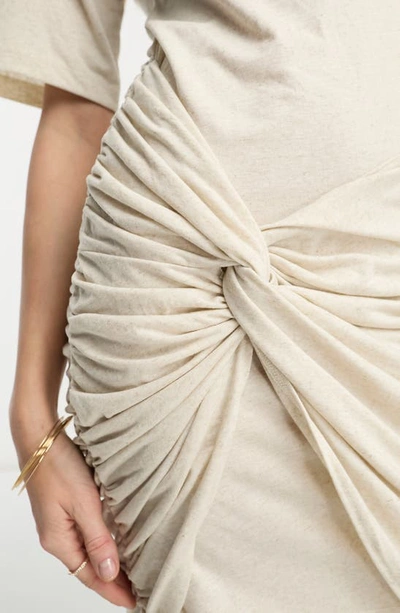 Shop Asos Design Gathered Skirt Minidress In Cream
