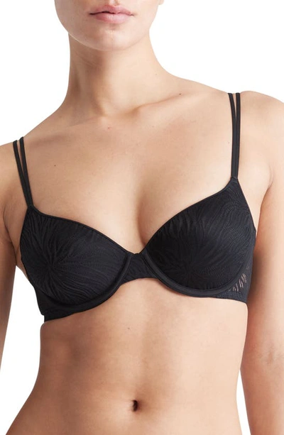 Shop Calvin Klein Sheer Marquisette Underwire Demi Bra In Black