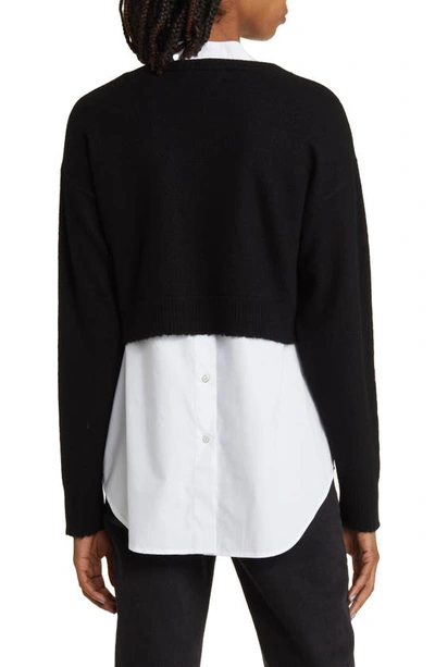 Shop Allsaints Donna Mixed Media Sweater In Black/ White