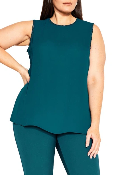 Shop City Chic Avery Circle Trim Sleeveless Top In Teal