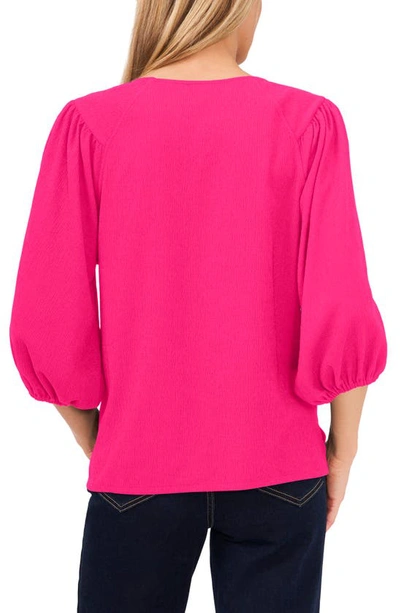 Shop Vince Camuto Crinkled Puff Three-quarter Sleeve Top In Modern Pink