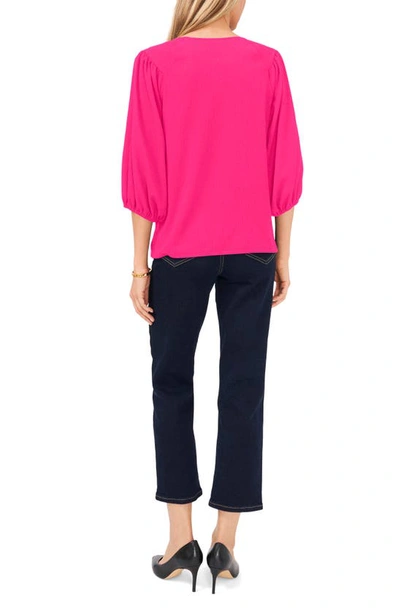 Shop Vince Camuto Crinkled Puff Three-quarter Sleeve Top In Modern Pink