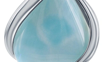 Simona Sterling Silver Larimar Pear Drop Earrings In Blue