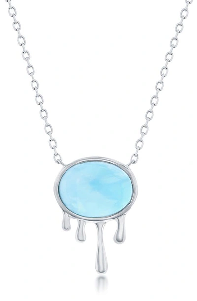 Shop Simona Sterling Silver Larimar Dripping Pendant Necklace In Blue