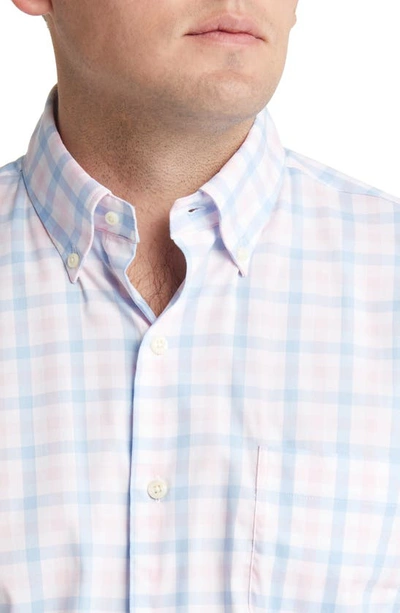 Shop Peter Millar Macinac Check Stretch Button-down Shirt In Palmer Pink