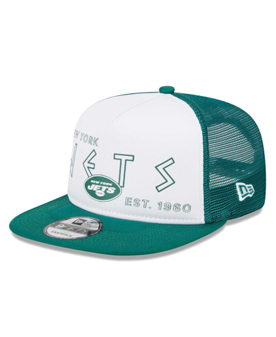 Shop New Era Men's  White, Green New York Jets Banger 9fifty Trucker Snapback Hat In White,green