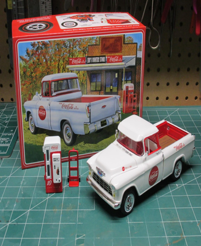 Round 2 1955 Chevy Cameo Pickup Coca-cola Model Kit In Multi
