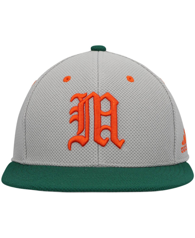 Shop Adidas Originals Men's Adidas Gray, Green Miami Hurricanes On-field Baseball Fitted Hat In Gray,green