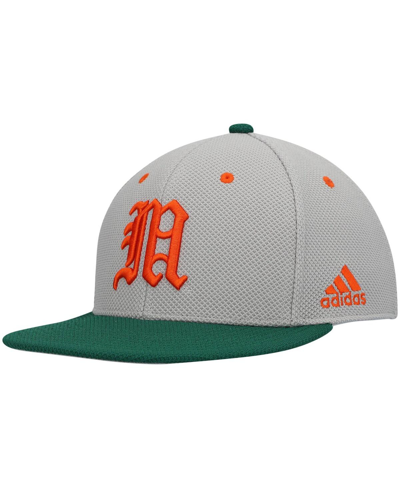 Shop Adidas Originals Men's Adidas Gray, Green Miami Hurricanes On-field Baseball Fitted Hat In Gray,green