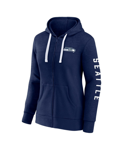 Fanatics Branded Heather College Navy Seattle Seahawks Plus Size City Ties Full-zip Hoodie In Heather College Navy