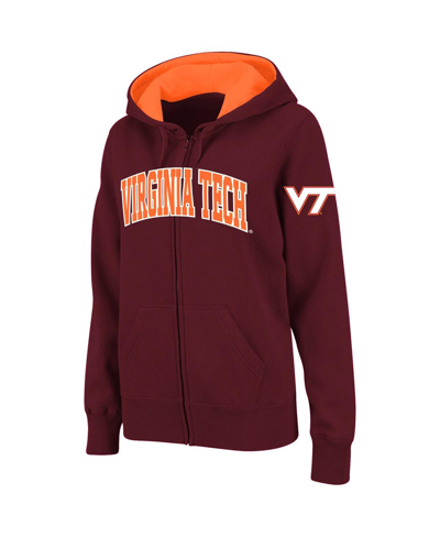 Colosseum Stadium Athletic Maroon Virginia Tech Hokies Arched Name Full-zip Hoodie In Maroon