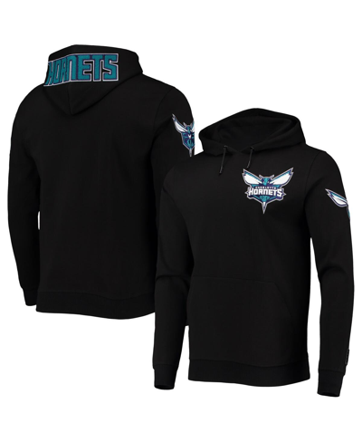 Pro Standard Black Charlotte Hornets Logo Pullover Hoodie In Black