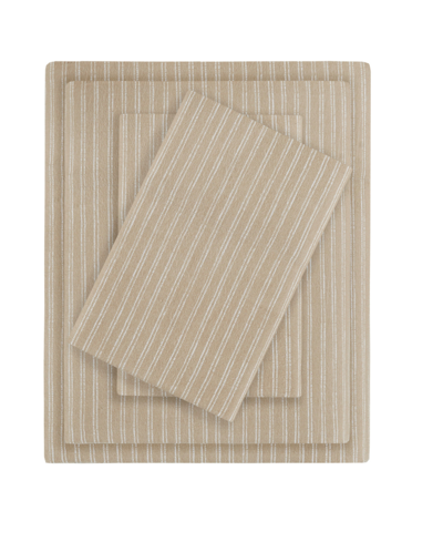 Shop Beautyrest Extra Deep Pocket Cotton Flannel 4-pc. Sheet Set, Queen In Beige,white Stripes