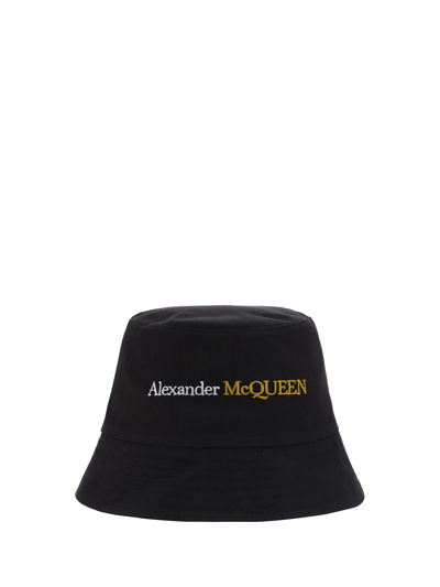 Shop Alexander Mcqueen Bucket Hat In Black/gold