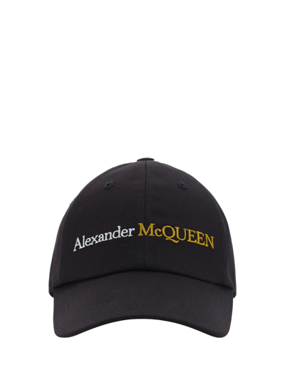 Shop Alexander Mcqueen Baseball Hat In Black/gold