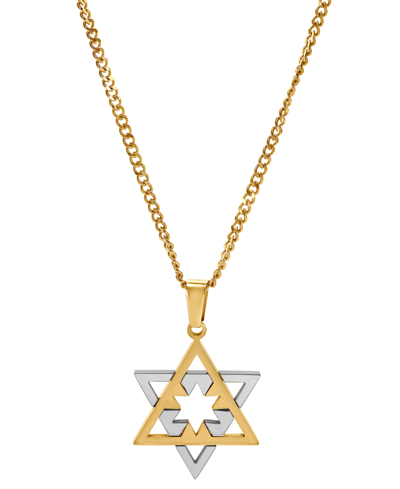 Shop Blackjack Men's Star Of David 24" Pendant Necklace In Stainless Steel In Gold-tone
