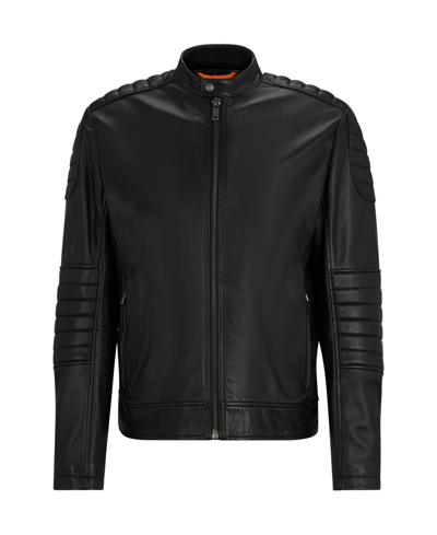 Shop Hugo Boss Boss By  Men's Regular-fit Genuine Leather Jacket In Black