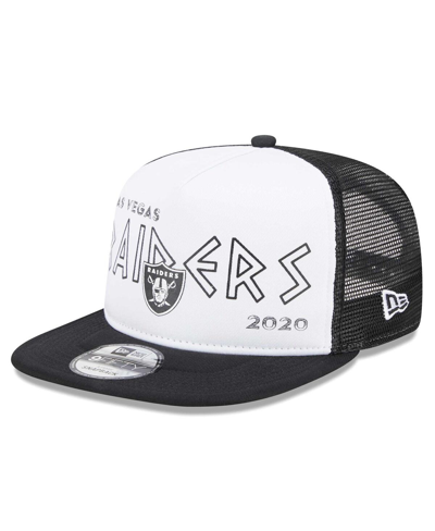 New Era Men's  White, Black Las Vegas Raiders Banger 9fifty Trucker Snapback Hat In White,black