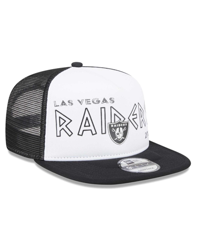 New Era Men's  White, Black Las Vegas Raiders Banger 9fifty Trucker Snapback Hat In White,black