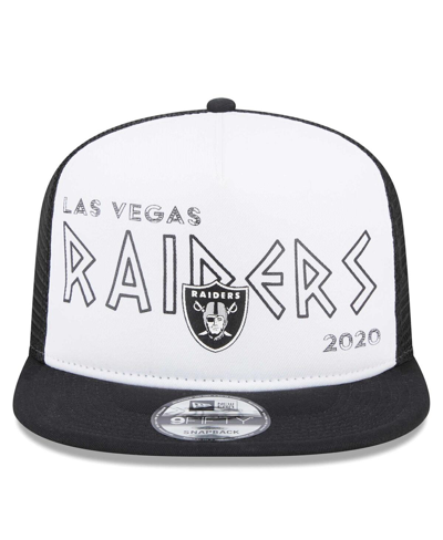 New Era Men's  White, Black Las Vegas Raiders Banger 9fifty Trucker Snapback Hat In White,black