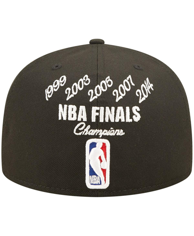 Shop New Era Men's  Black San Antonio Spurs 5x Nba Finals Champions Crown 59fifty Fitted Hat