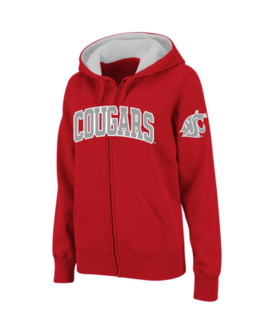 Colosseum Stadium Athletic Crimson Washington State Cougars Arched Name Full-zip Hoodie In Crimson