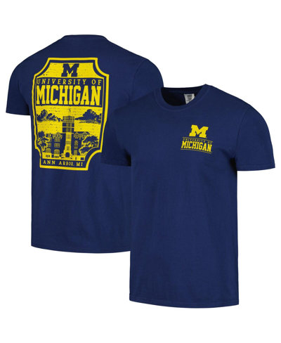 Image One Navy Michigan Wolverines Campus Badge Comfort Colors T-shirt In Navy