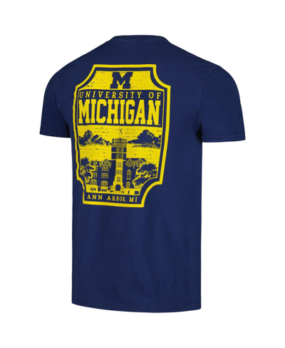 Image One Navy Michigan Wolverines Campus Badge Comfort Colors T-shirt In Navy