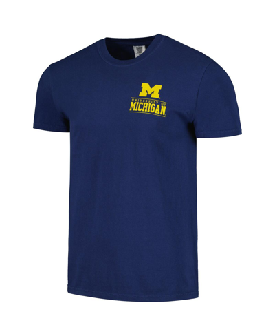 Image One Navy Michigan Wolverines Campus Badge Comfort Colors T-shirt In Navy