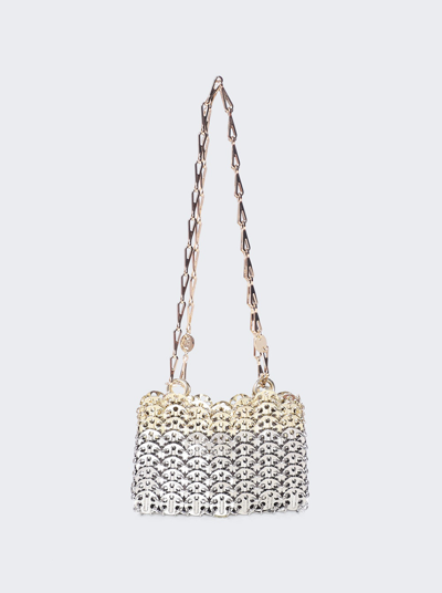 Rabanne 1969 Nano Skyline Two-tone Disc Shoulder Bag In Silver And Light Gold