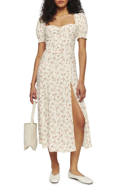 REFORMATION LACEY SMOCKED SLEEVE DRESS 