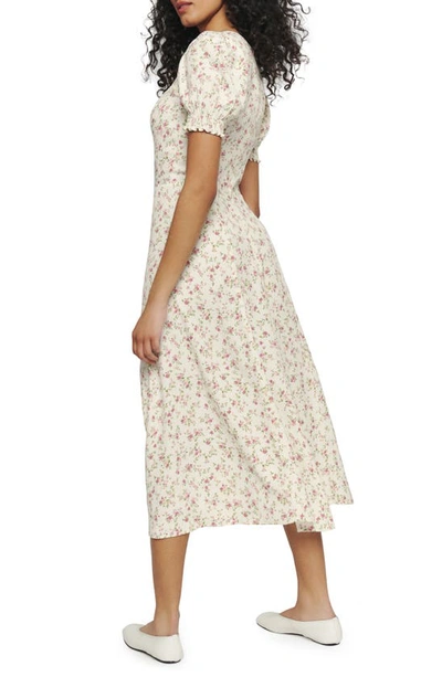 Shop Reformation Lacey Smocked Sleeve Dress In Boheme