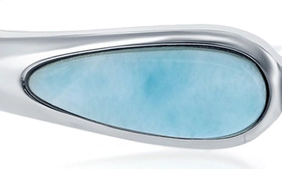 Simona Sterling Silver Pear-cut Larimar Bangle Bracelet In Blue