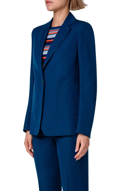 Shop Akris Punto Notched Lapel One-button Blazer In Ink