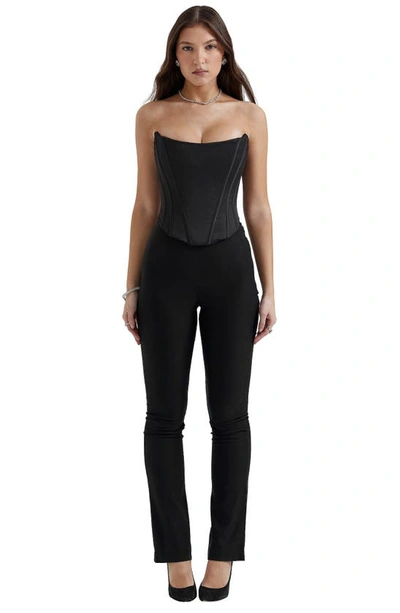 Shop House Of Cb Genevieve Strapless Satin Corset Top In Black