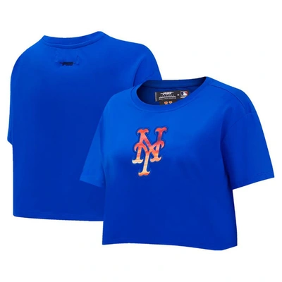 Shop Pro Standard Royal New York Mets Painted Sky Boxy Cropped T-shirt
