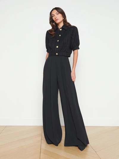 L Agence Cove Cropped Tweed Jacket In Black