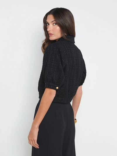 Shop L Agence Cove Cropped Tweed Jacket In Black