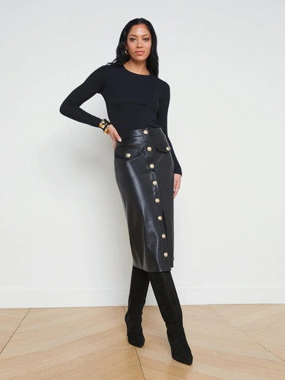 Shop L Agence Milann Faux Leather Skirt In Black