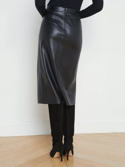 L'agence Milan Faux Leather Midi Skirt In Black
