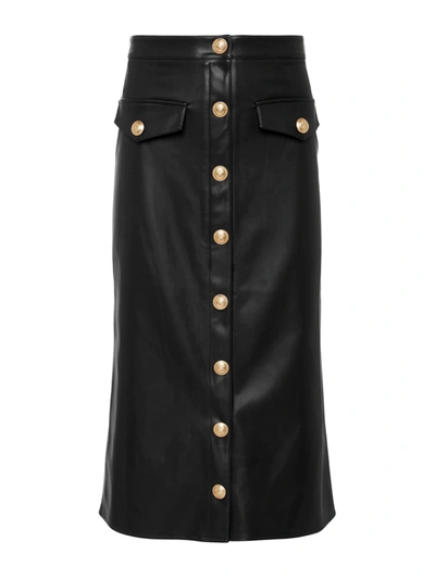 L'agence Milan Faux Leather Midi Skirt In Black