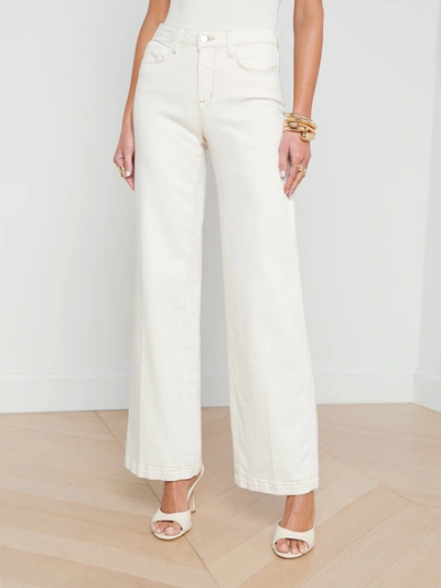 Shop L Agence Scottie Wide-leg Jean In Macadamia