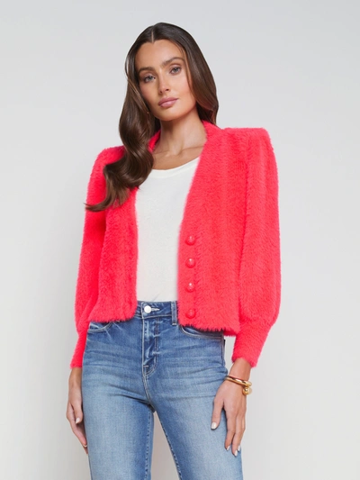 Shop L Agence Talulla Cardigan In Neon Coral