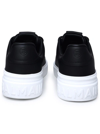 Shop Balmain Black Leather Sneakers