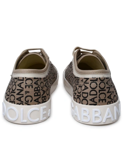Shop Dolce & Gabbana Beige Fabric Sneakers