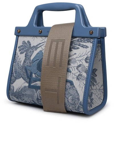 Shop Etro Two-tone Fabric Bag In Blue