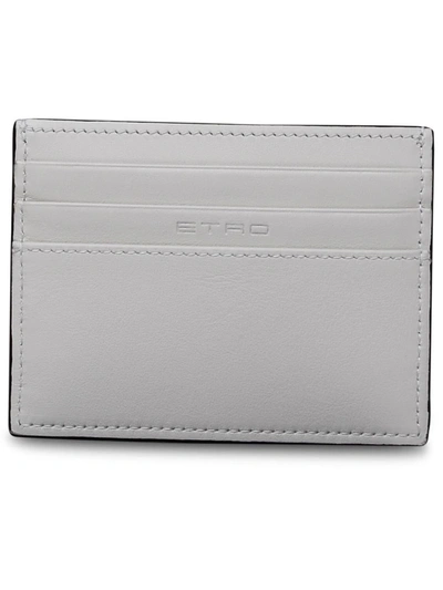 Shop Etro Ivory Leather Cardholder In White