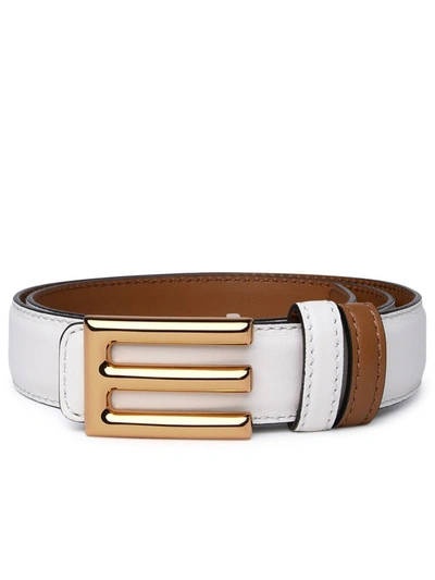 Shop Etro Ivory Leather Belt In White