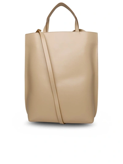 Shop Ganni Cream Leather Bag